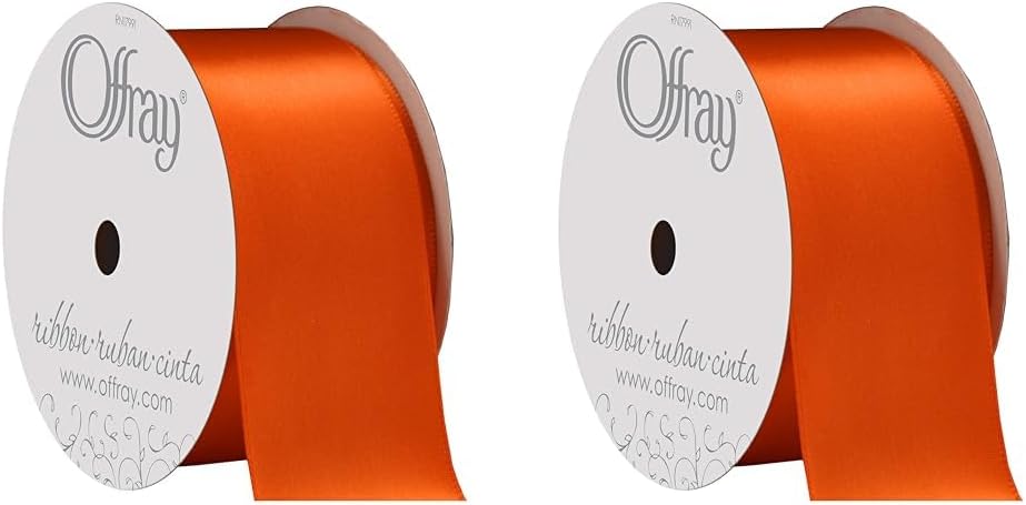 Berwick Offray 950647 – Cinta de satén de una cara de 1.5 pulgadas de ancho, naranja torrido, 4 yardas (paquete de 2)