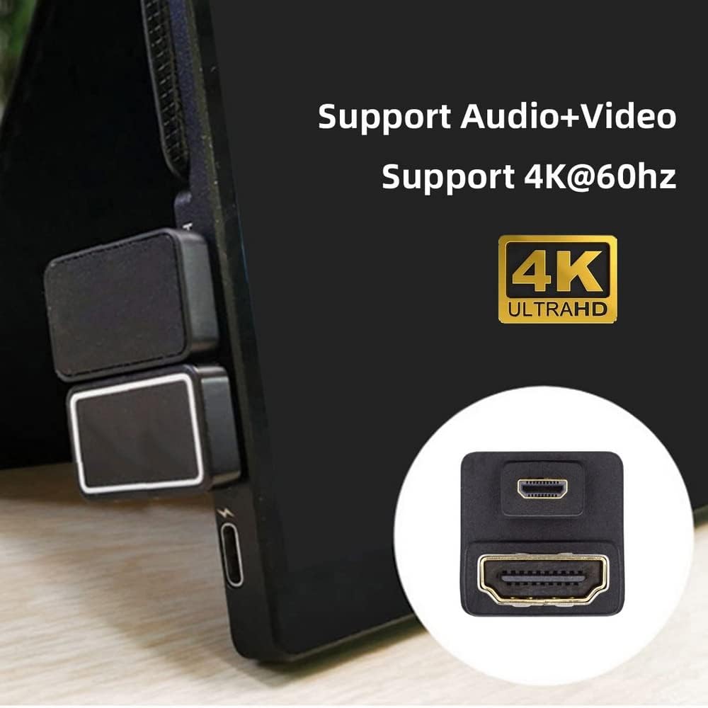 xiwai 4K Port Savers Micro HDMI 1.4 Macho Tipo-D a HDMI Hembra Abajo Opuesto U Forma Atrás Ángulo Adaptador de Extensión de 360 Grados