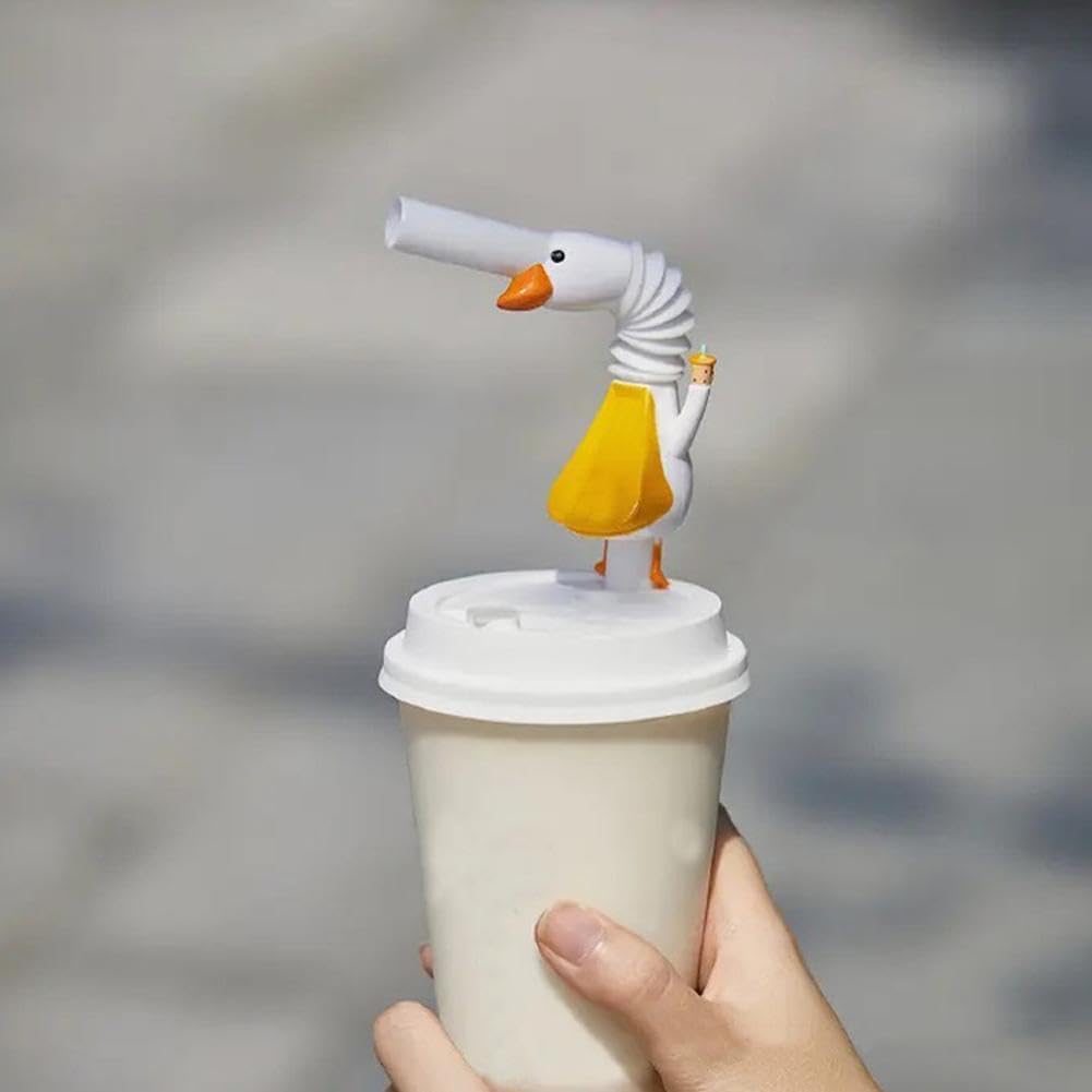 Pajitas de ganso reutilizables, pajitas de ganso blanco, divertidas, ecológicas, sin sabor a goma, regalos de pajitas locas de ganso, para uso
