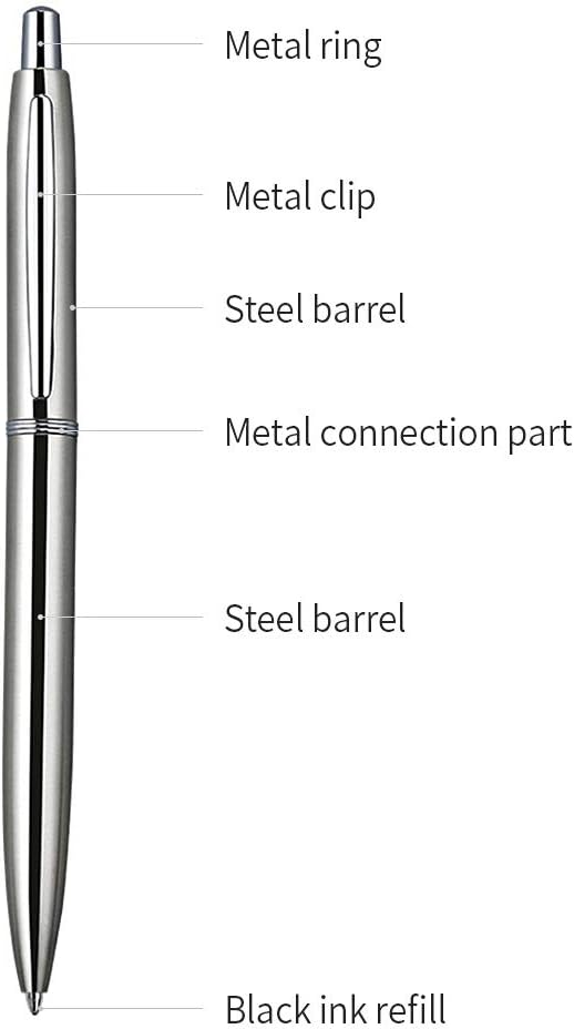 6 bolígrafos retráctiles de metal, para regalo, negocios, oficina, tinta negra de punta media de 0.039 in, 12 extras de repuestos de metal