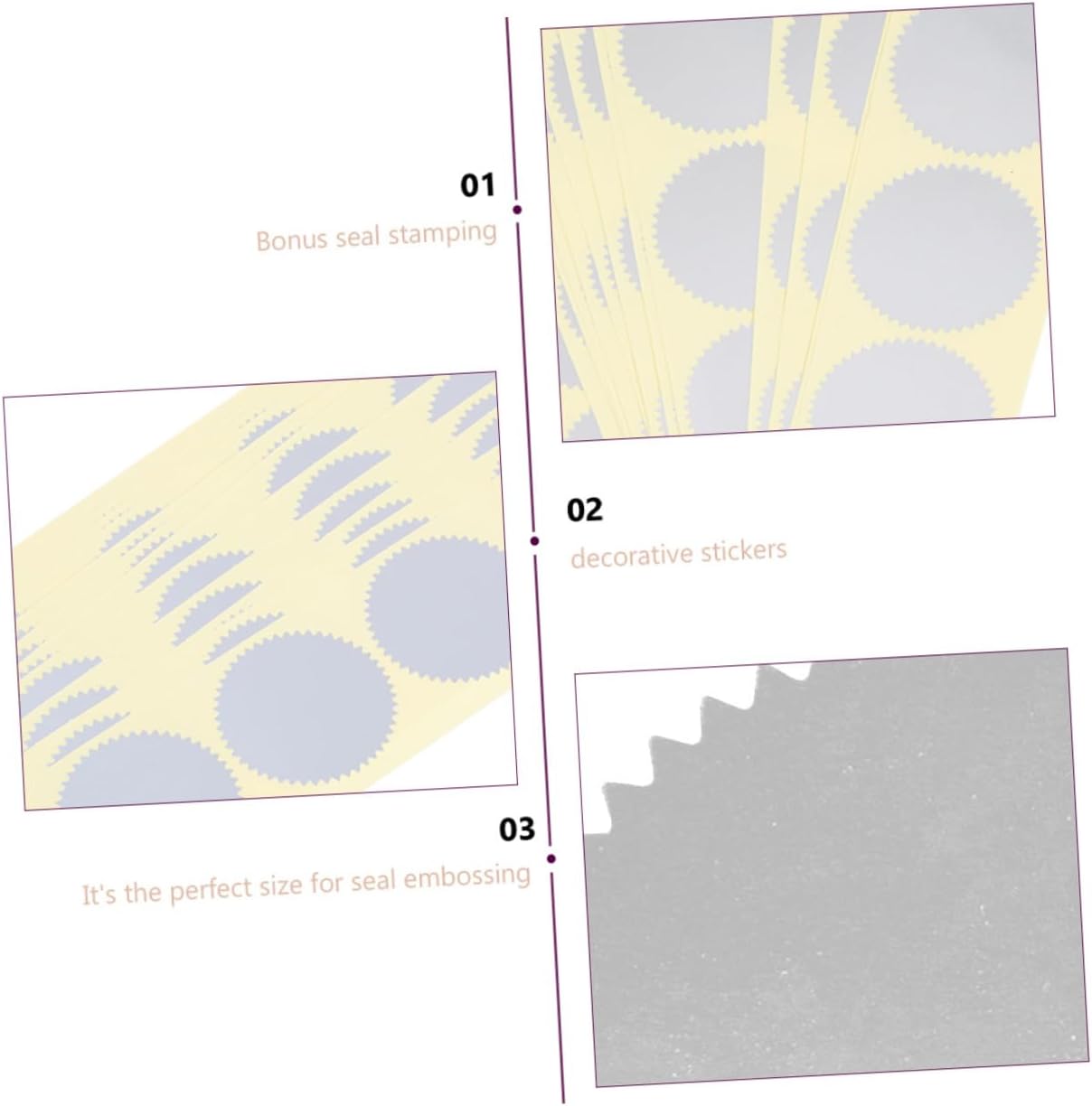 Ciieeo Pegatinas circulares 100 piezas de sellos en relieve de papel de aluminio festoneado redondo de colores adhesivos de puntos