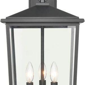 Millennium 2974-PBK – Farol de acero para exteriores, con capa de polvo antioxidante, clasificación húmeda, pantalla de vidrio transparente, Millennium 2974-PBK – Farol de acero para exteriores, con capa de polvo antioxidante, clasificación húmeda, pantalla de vidrio transparente,