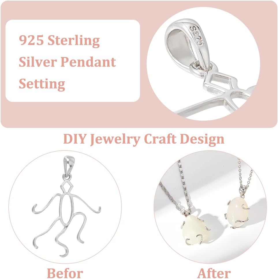 BENECREAT Colgante de punta de ley 925 en blanco hecho a mano colgante de torsión para pepitas colgante DIY collar joyería encontrar