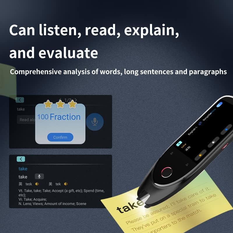 Lector de escaneo, lápiz, traductor de idiomas, lápiz inteligente, escáner de diccionario OCR en tiempo real, traducción en tiempo real, asistente