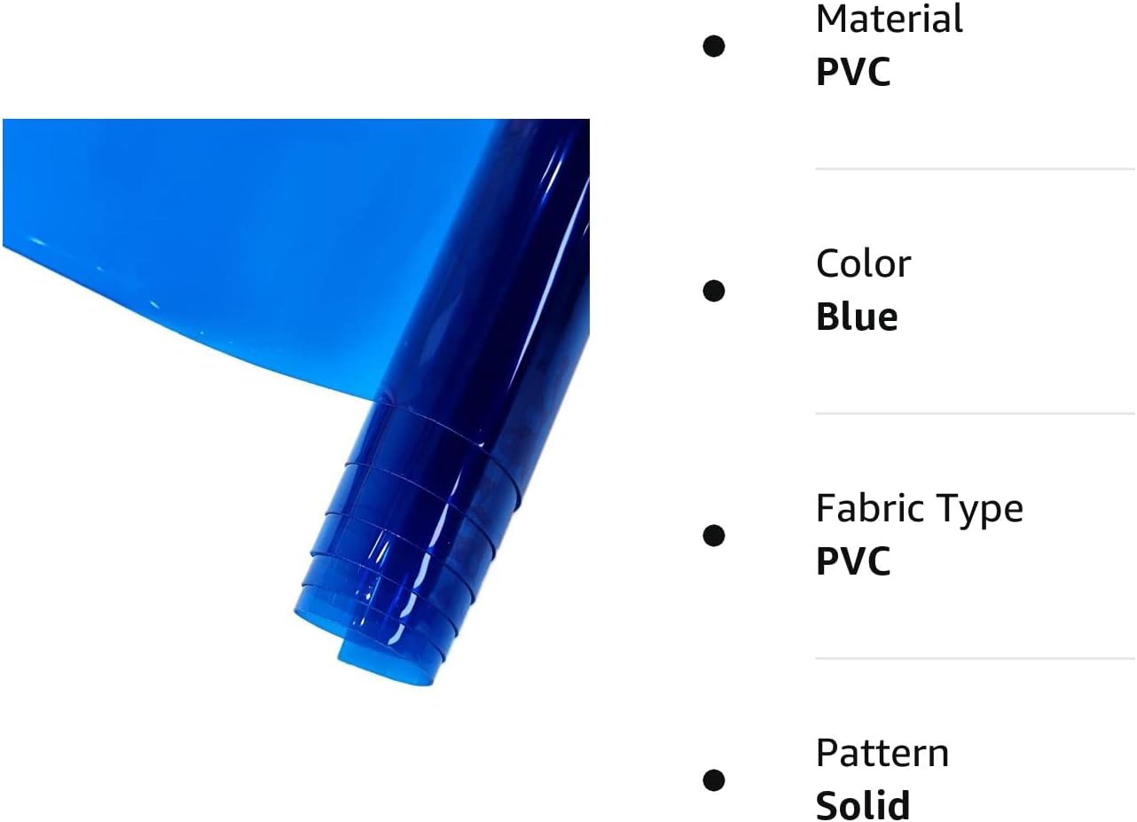HYANG – Hojas de vinilo holográfico de piel sintética de PVC transparente azul supertransparente, 1 rollo de 12 x 47 pulgadas (11.8 in x 47.2 in)