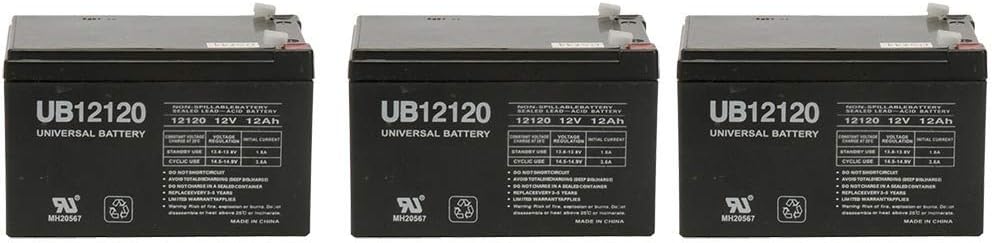 UPG Batería de repuesto de 12V 12AH para Peg Perego Raptor Hummer Polaris Gaucho – 3 unidades