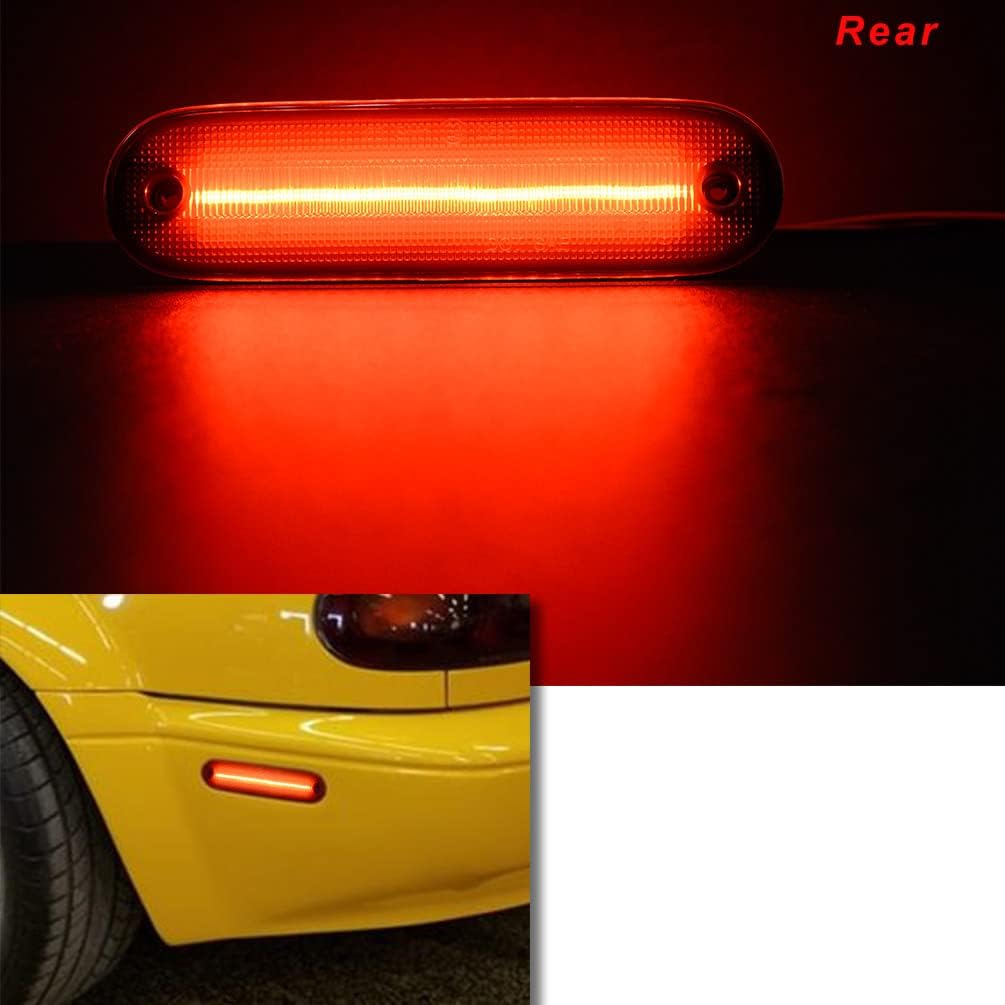 Lentes transparentes Miata MX-5 LED Kit de luz de marcador lateral para Mazda Miata MX-5 1990-1997 y Mazda Miata MX-5 1999-2005 ámbar delantero rojo