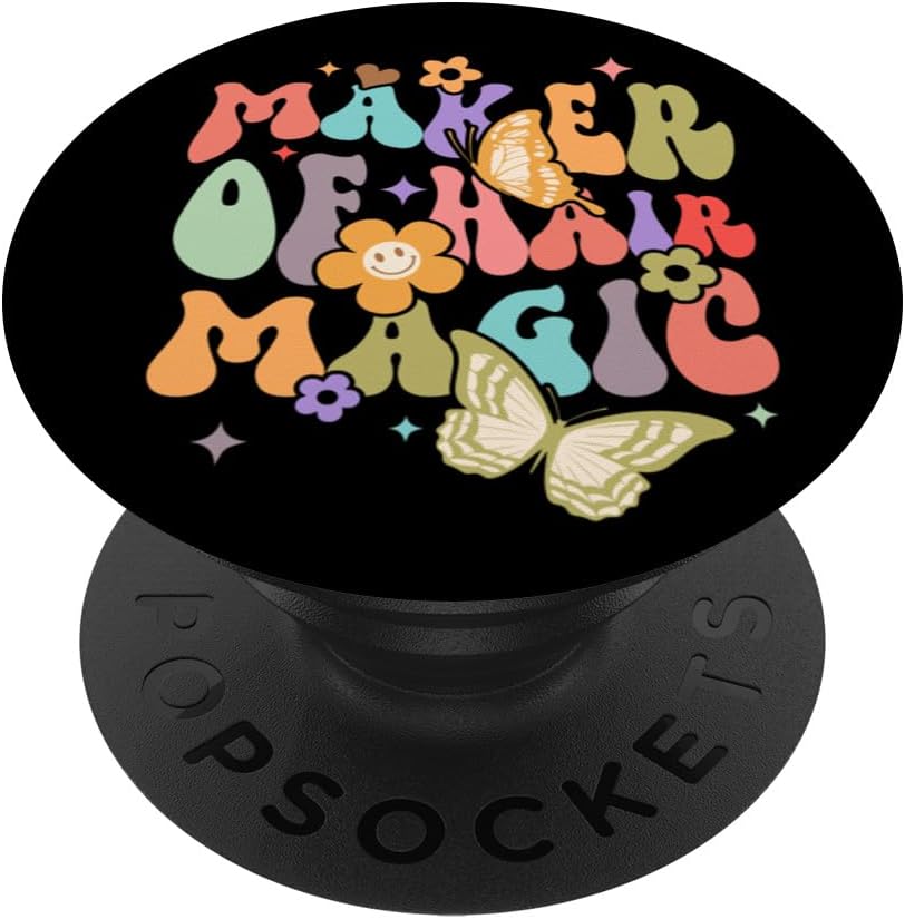 Maker Of Hair Magic Groovy Hairdresser Squad Hair Stylish PopSockets Swappable PopGrip