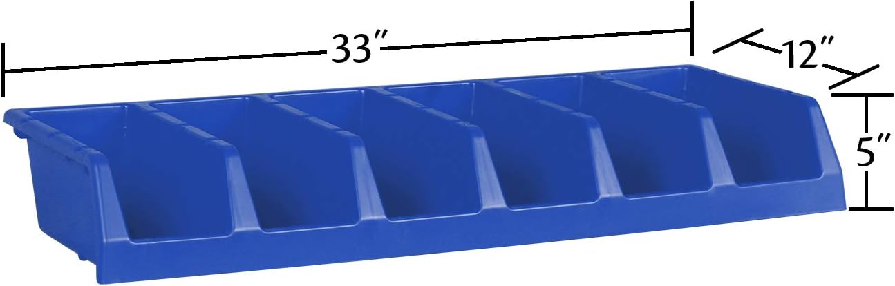 Akro-Mils 30312 System Bin – Contenedor de almacenamiento con seis compartimentos, (33 x 12 x 5 pulgadas), color azul, (paquete de 5)