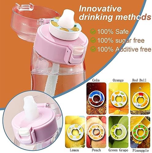 Alr – Botella de agua aislada con 1 vaina de sabor durazno de 23.7 fl oz, botella de agua Alr con pajilla, juego de iniciación de acero inoxidable