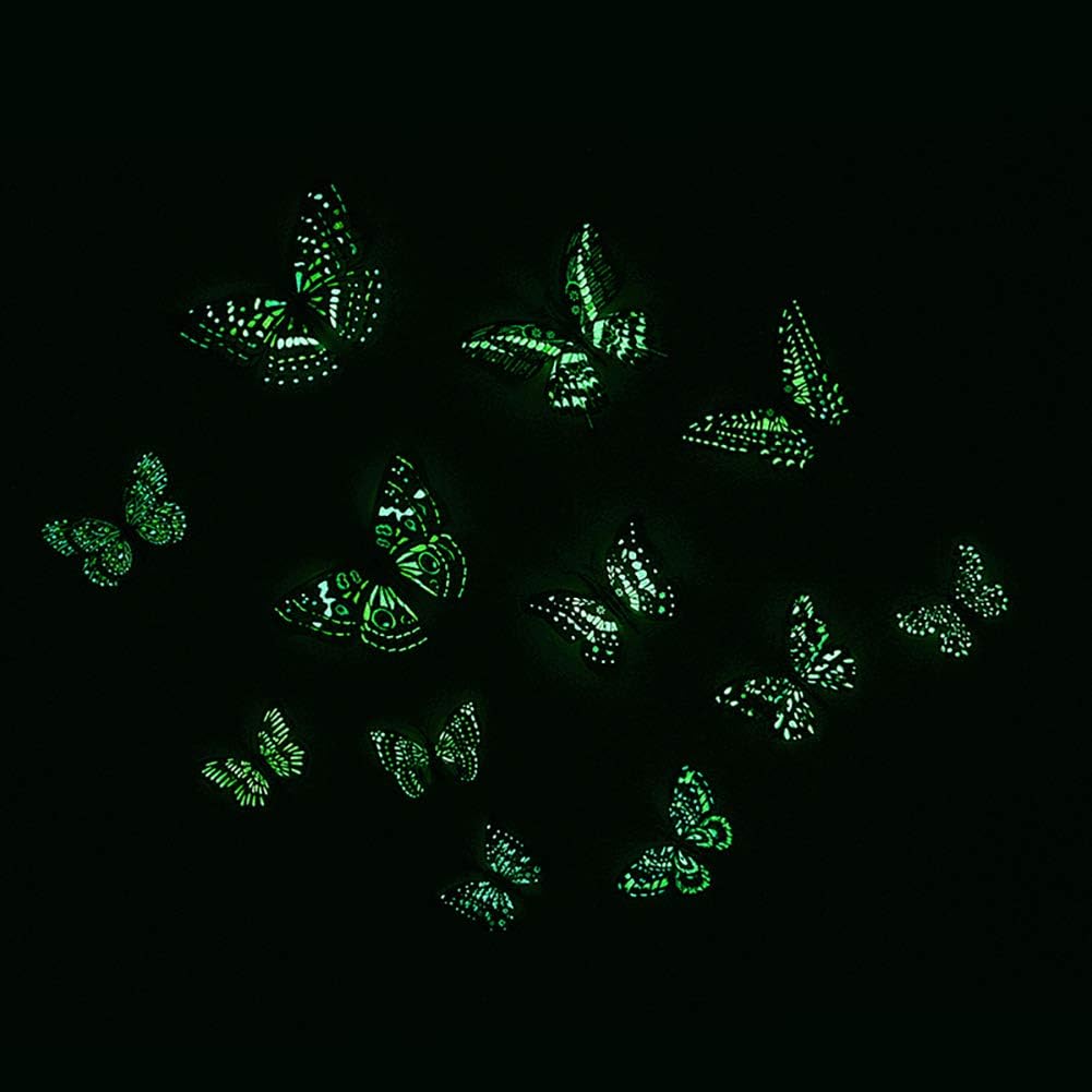 FOVSHNG 24 calcomanías de mariposa 3D para decoración de pared, mariposas extraíbles, para niñas, niños, dormitorio y habitación, mural de alas