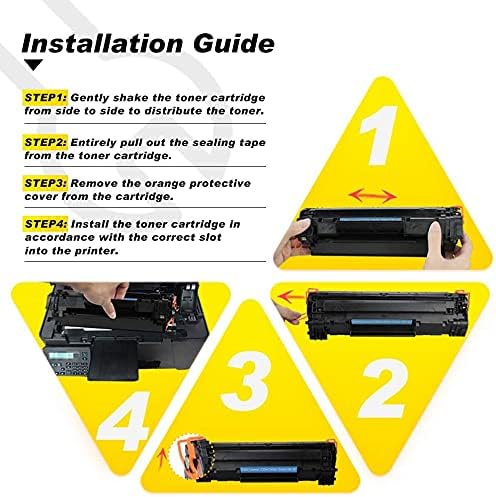 V4INK 1 paquete de repuesto para CB436A, cartucho de tóner Canon 125 negro para impresoras HP LaserJet P1102w, HP M1212nf., negro – paquete de 4