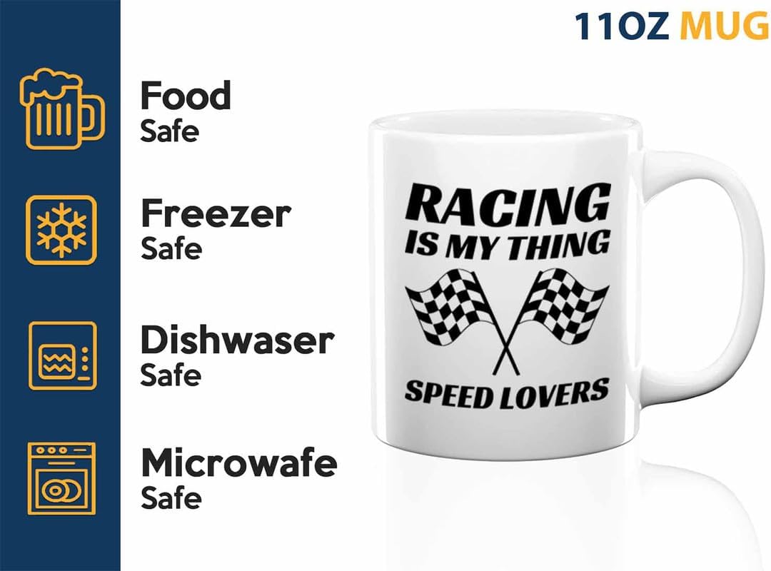 Racer Coffee Mug 11oz White – Racing Is My Thing – Fuel Speed Racer Car Guys Circuit Automotive Racing Boy Gifts For Him Dad Men Boyfriend