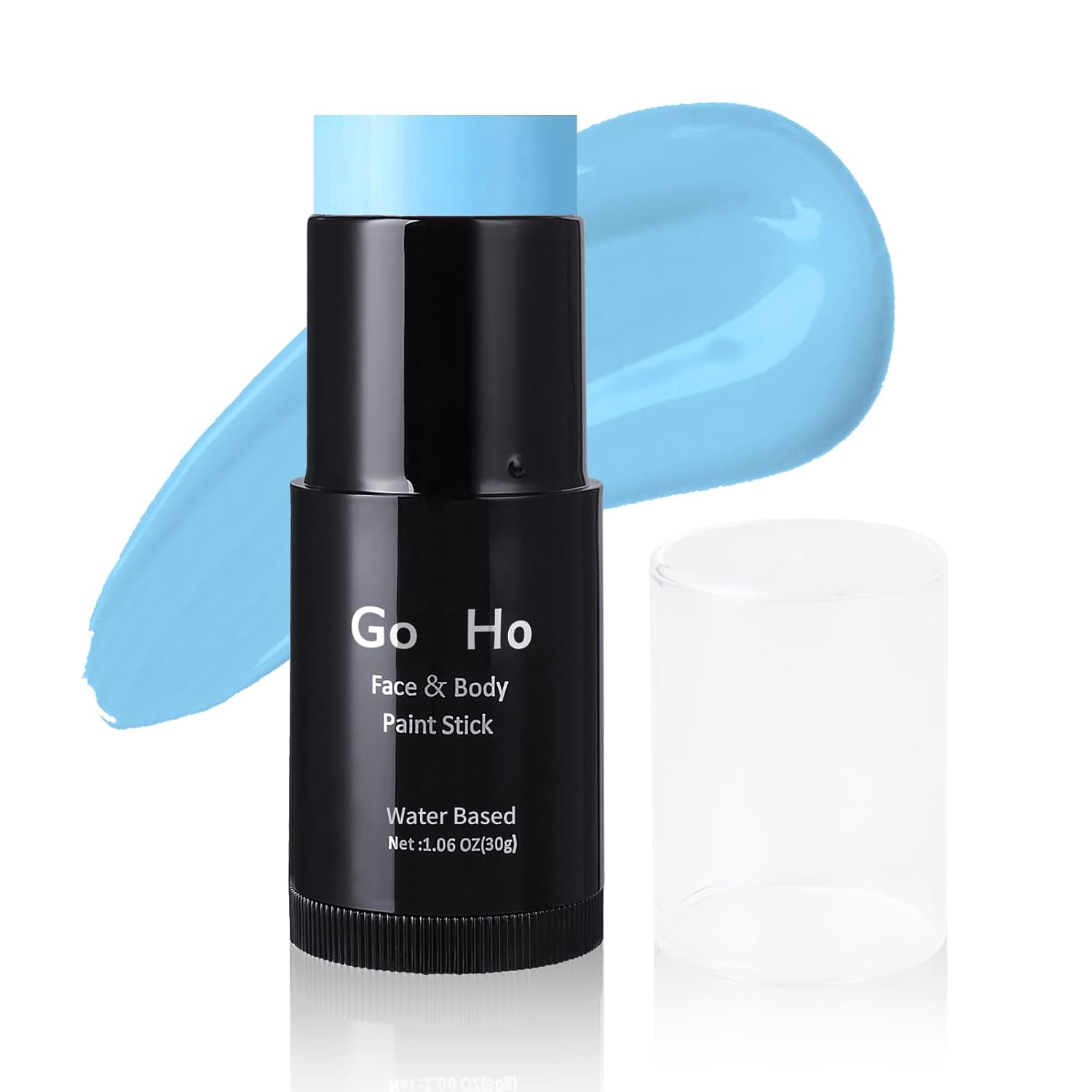 Go Ho Pintura facial azul claro, lavable a base de agua, color azul pálido, pintura corporal azul crema de cobertura completa para adultos y niños,