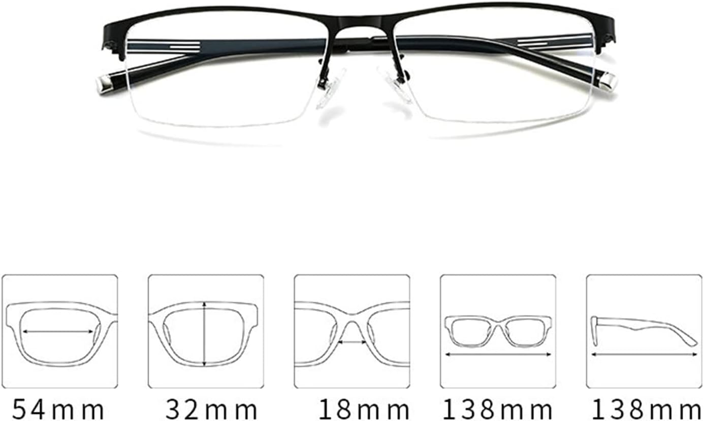 Medio marco de metal para negocios, lectura fotocrómica, visión ajustable para hombre, con lentes multifocales progresivas