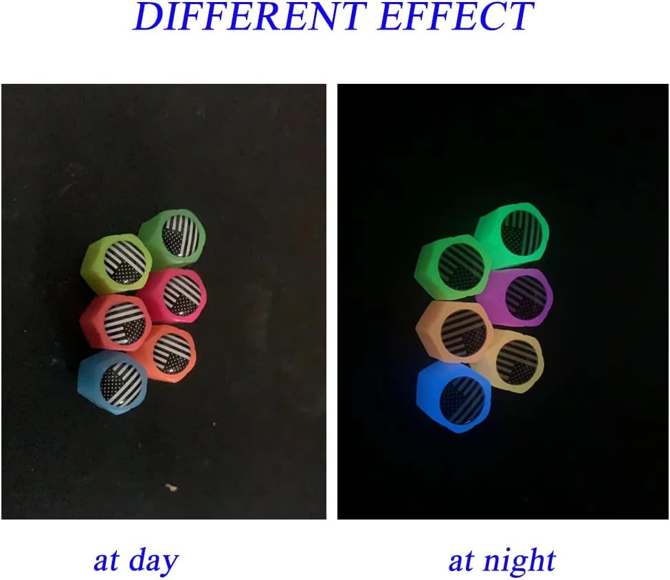 24 tapas luminosas para válvulas de neumáticos de automóvil, tapas de vástago de válvula de neumático fluorescentes para automóvil, SUV, bicicleta,