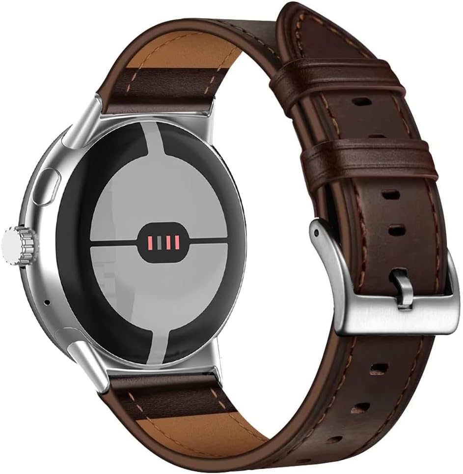 Leather Bands Compatible for Google Pixel Watch Band Leather for Men, Pixel Watch Wristband Adjustable Clasp Strap for Google Pixel Watch