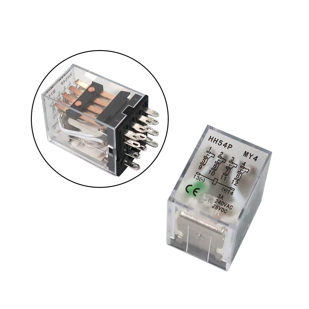 ATO DC 24V Bobina 14-Pin Relé de potencia electromagnética 4PDT 4NO 4NC HH54P MY4NJ con base de enchufe de terminal enchufable