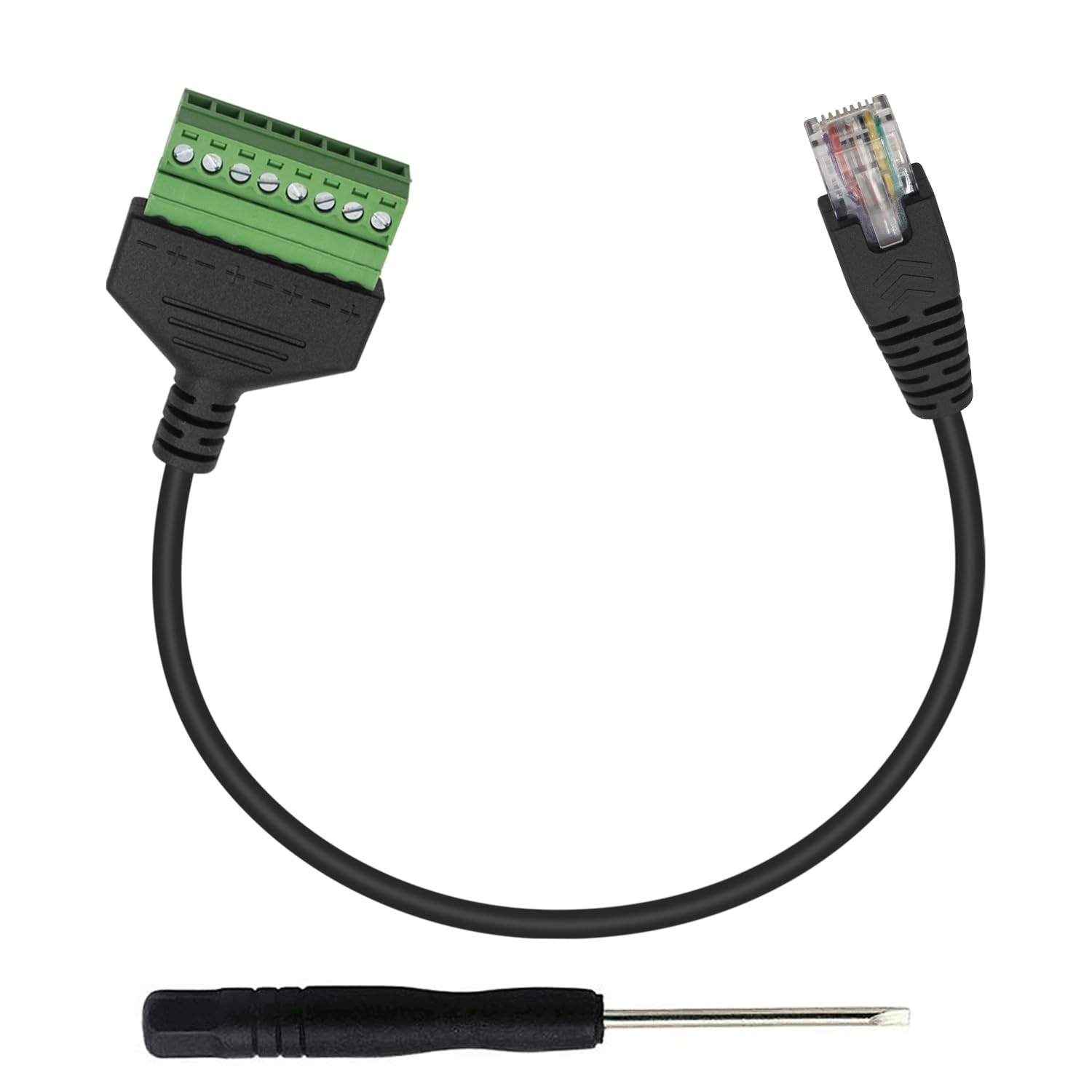 Duttek Conector de bloque de terminales Ethernet Rj45, conectores Rj45 de paso a través de conectores RJ45, cables a 8 pines hembra tornillo bloque
