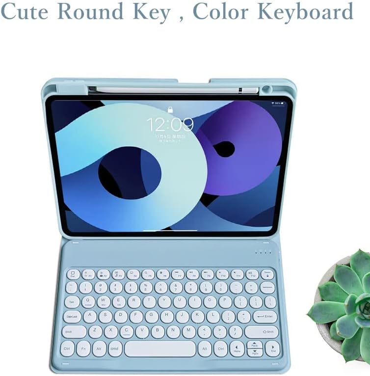 Funda con teclado Bluetooth extraíble para iPad Air de 5 generación con tecla redonda para iPad Pro de 11 pulgadas, 4 3 2 y 1 generación, funda de