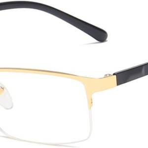 QECEPEI Gafas de luz azul anti Rectángulo Marcos de metal Semi-Rimless Computer Gaming Eye-glasses Lente clara Oro QECEPEI Gafas de luz azul anti Rectángulo Marcos de metal Semi-Rimless Computer Gaming Eye-glasses Lente clara Oro