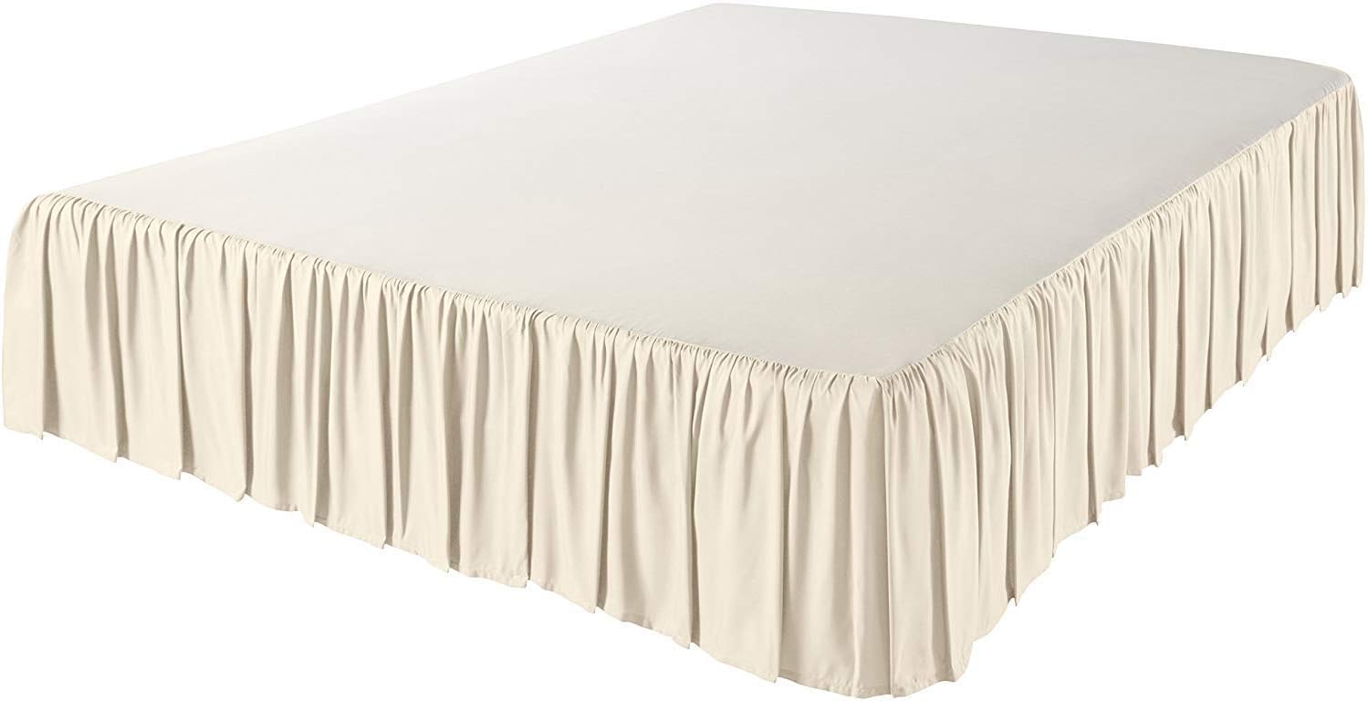 Falda de cama con volantes con esquinas divididas, tamaño Queen (caída de 24 pulgadas), falda de cama con volantes y plataforma con volantes de