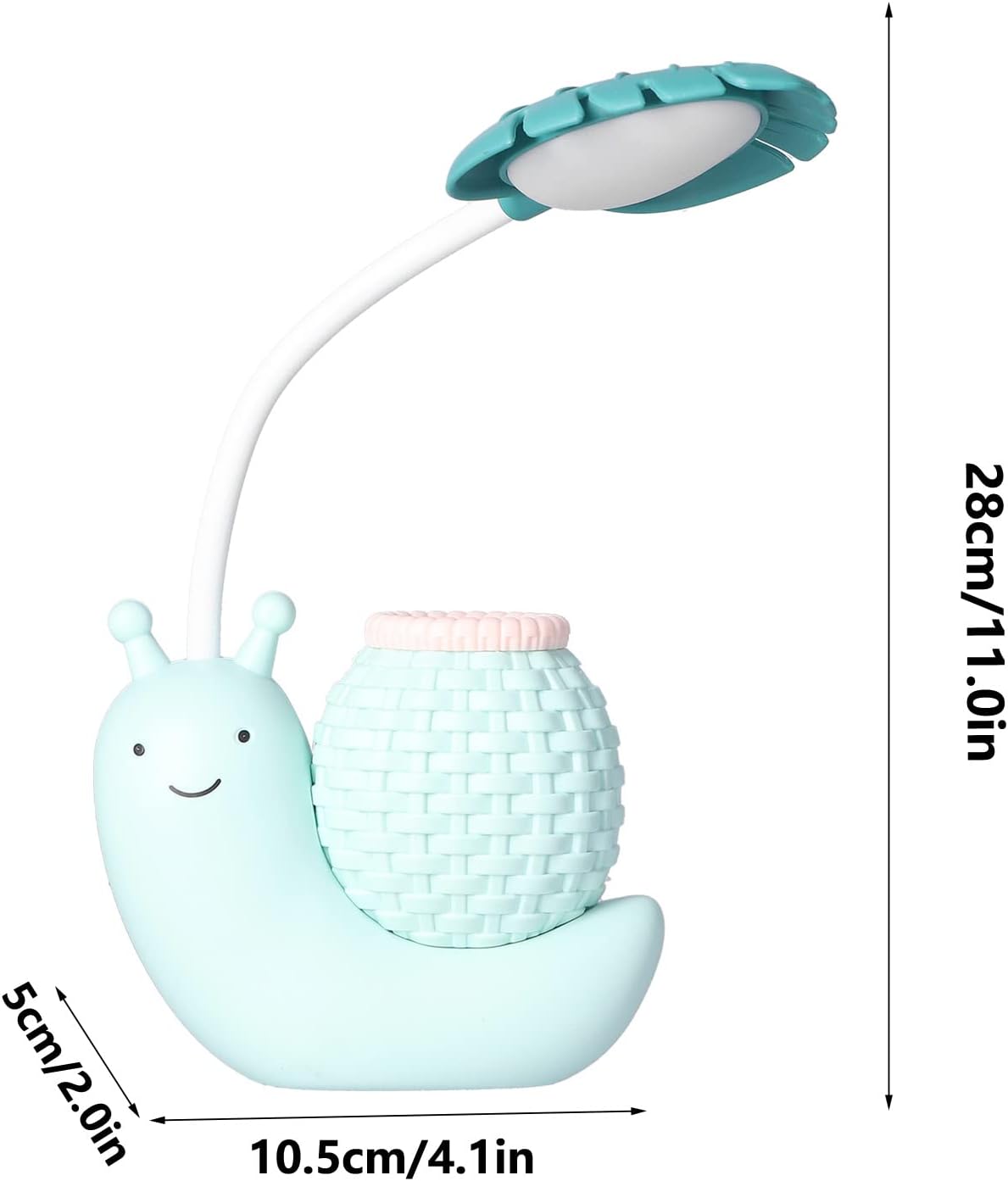 Lámpara de escritorio LED con soporte para bolígrafo, soporte de dibujos animados, lámpara de mesa con múltiples funciones de carga USB, linda luz