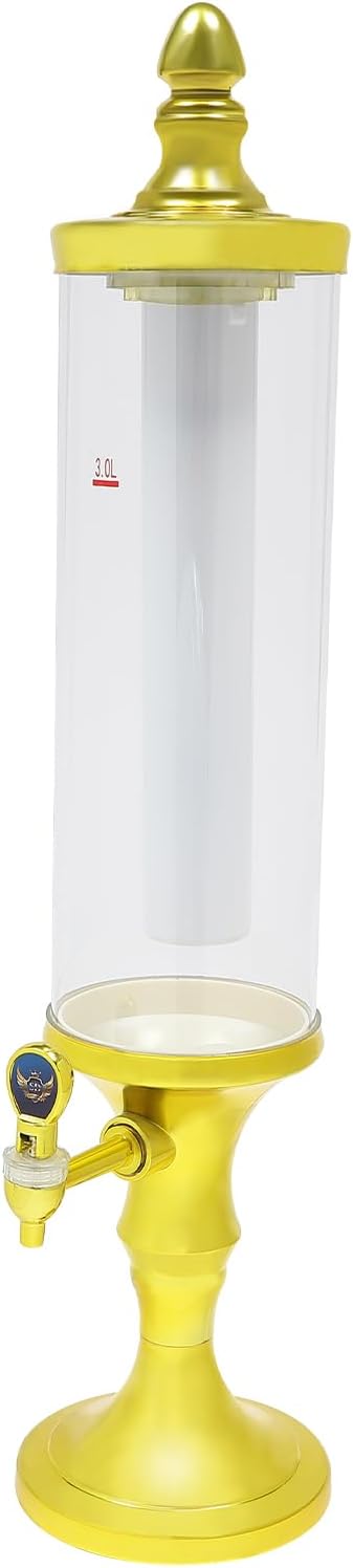 Dispensador de torre de cerveza de 3 litros con tubo de hielo y dispensador de cerveza de mesa ligera, 3.2 cuartos de galón 102 onzas, dispensador