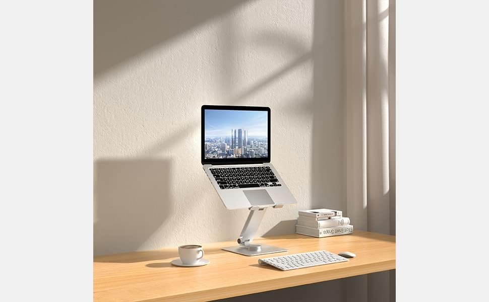 Soporte ergonómico plegable de altura ajustable portátil para portátil de 10 a 16 pulgadas compatible con soporte de escritorio MacBook (plata)