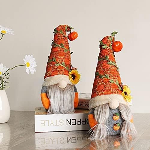 Decoraciones de otoño para el hogar, 2 gnomos de otoño para decoración del hogar con calabaza, decoraciones de otoño de Acción de Gracias, gnomos de