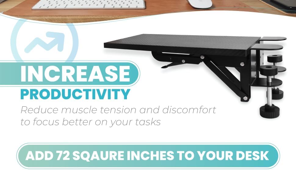 ZANCLUX Bandeja extensora ergonómica de escritorio, reposabrazos de computadora para escritorio, soporte para reposabrazos, abrazadera resistente