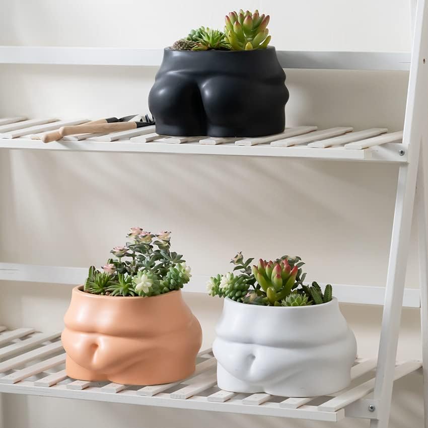 Maceta de cerámica para el vientre, maceta con agujero de draniage y tapones de goma para plantas de interiorexterior, maceta decorativa bohemia