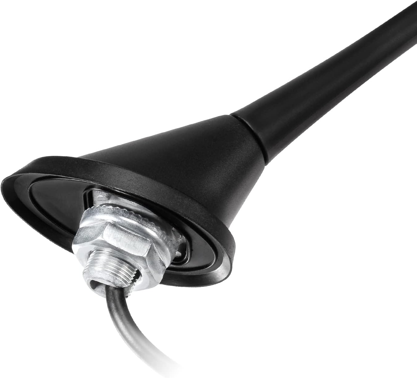 Eightwood Antena de radio AM FM estéreo para automóvil, reemplazo de antena universal para montaje en techo con base de montaje de 16 pies cable de