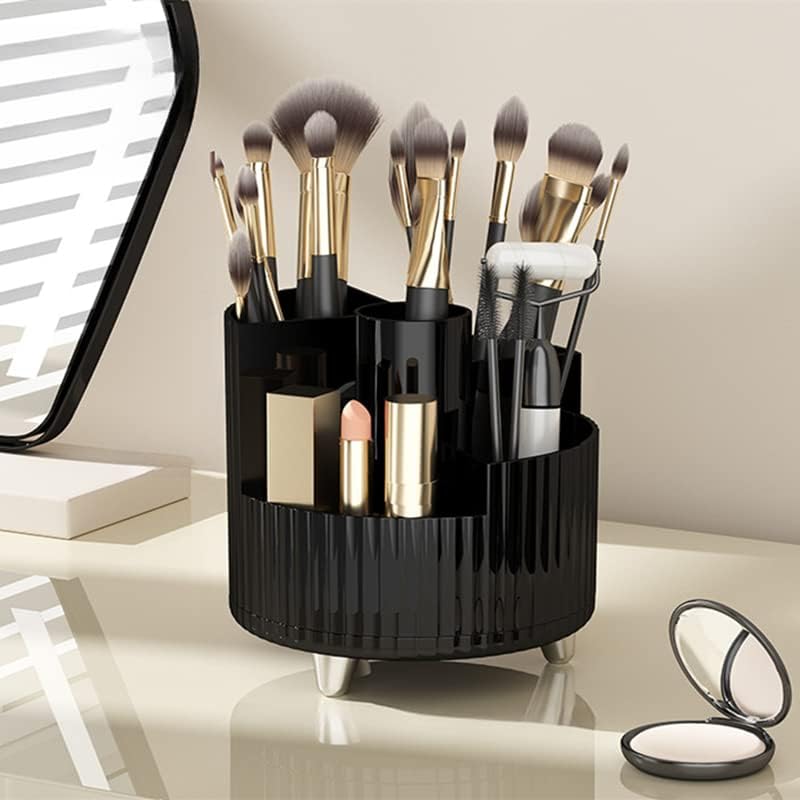 Soporte para brochas de maquillaje, organizador de brochas de maquillaje giratorio de 360 para tocador, organizador de almacenamiento de brochas de