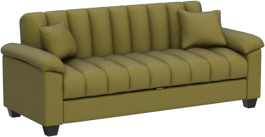 Sofá cama convertible de terciopelo de 82.7 pulgadas con almacenamiento para sala de estar y dormitorio, color verde