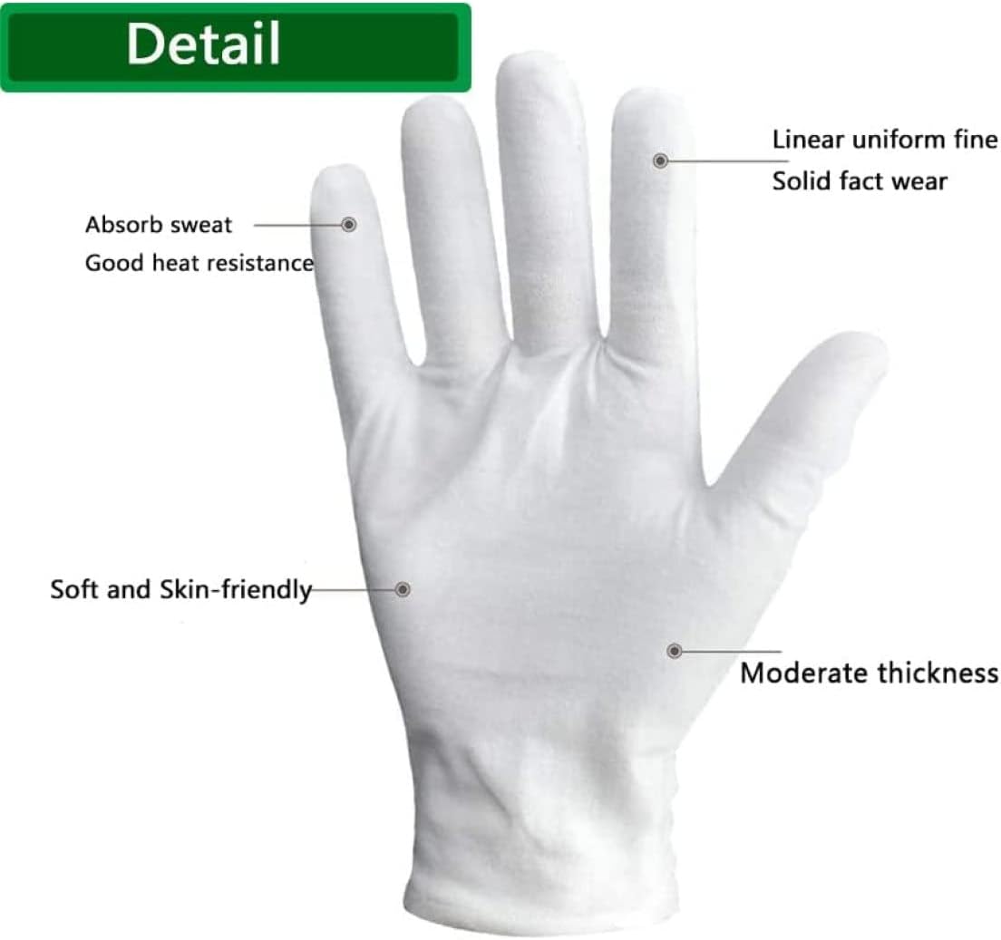 15 pares de guantes de algodón blanco para eccema y manos secas, guantes de trabajo transpirables, guantes de spa hidratantes, guantes de inspección