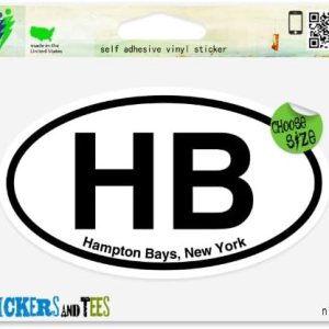 HB Hampton Bays New York – Adhesivo ovalado para interior y exterior, 5 x 3 pulgadas HB Hampton Bays New York – Adhesivo ovalado para interior y exterior, 5 x 3 pulgadas