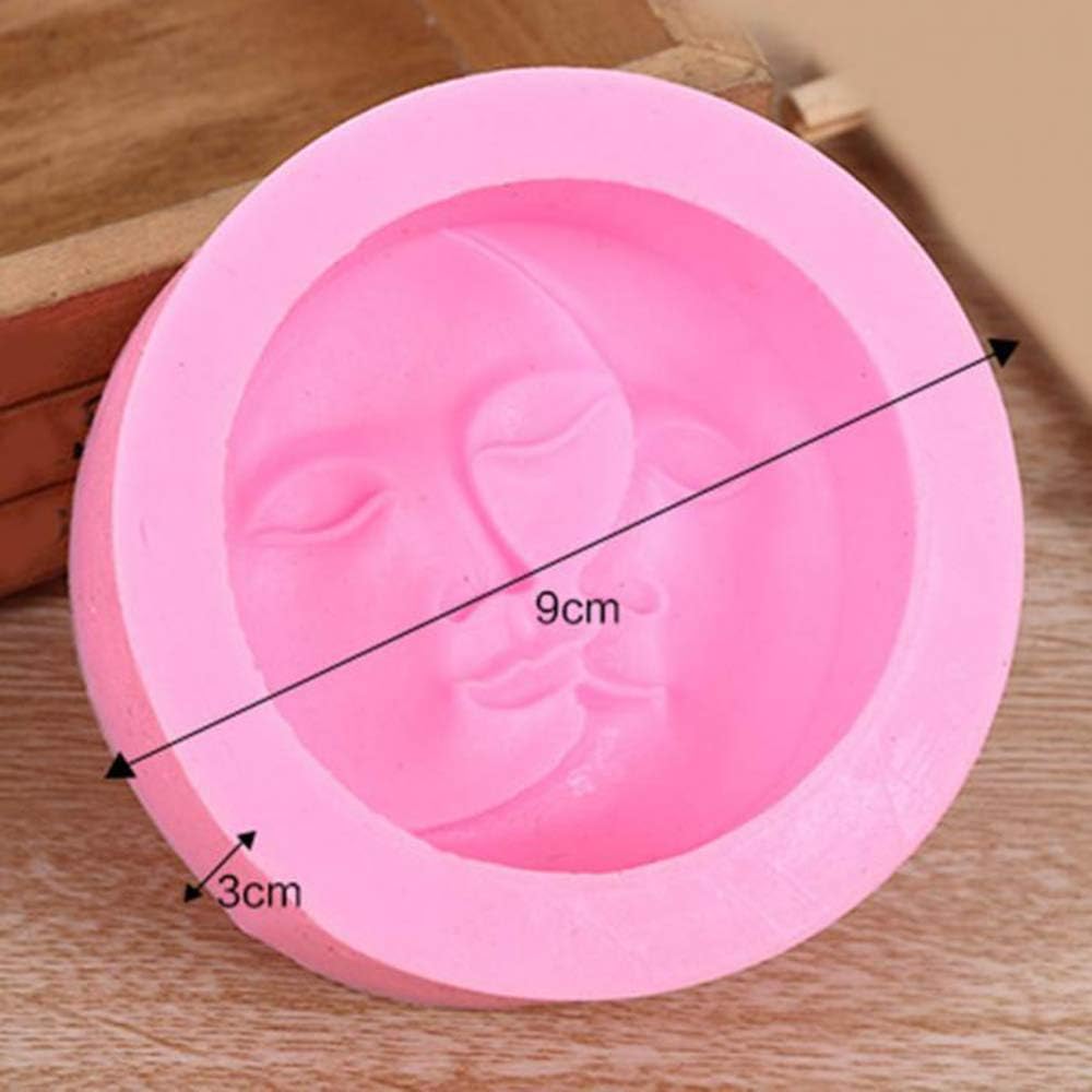 Molde de silicona con cara de luna para resina para hacer joyas, velas, gemas artificiales, arcilla polimérica, molde de fondant para pasteles