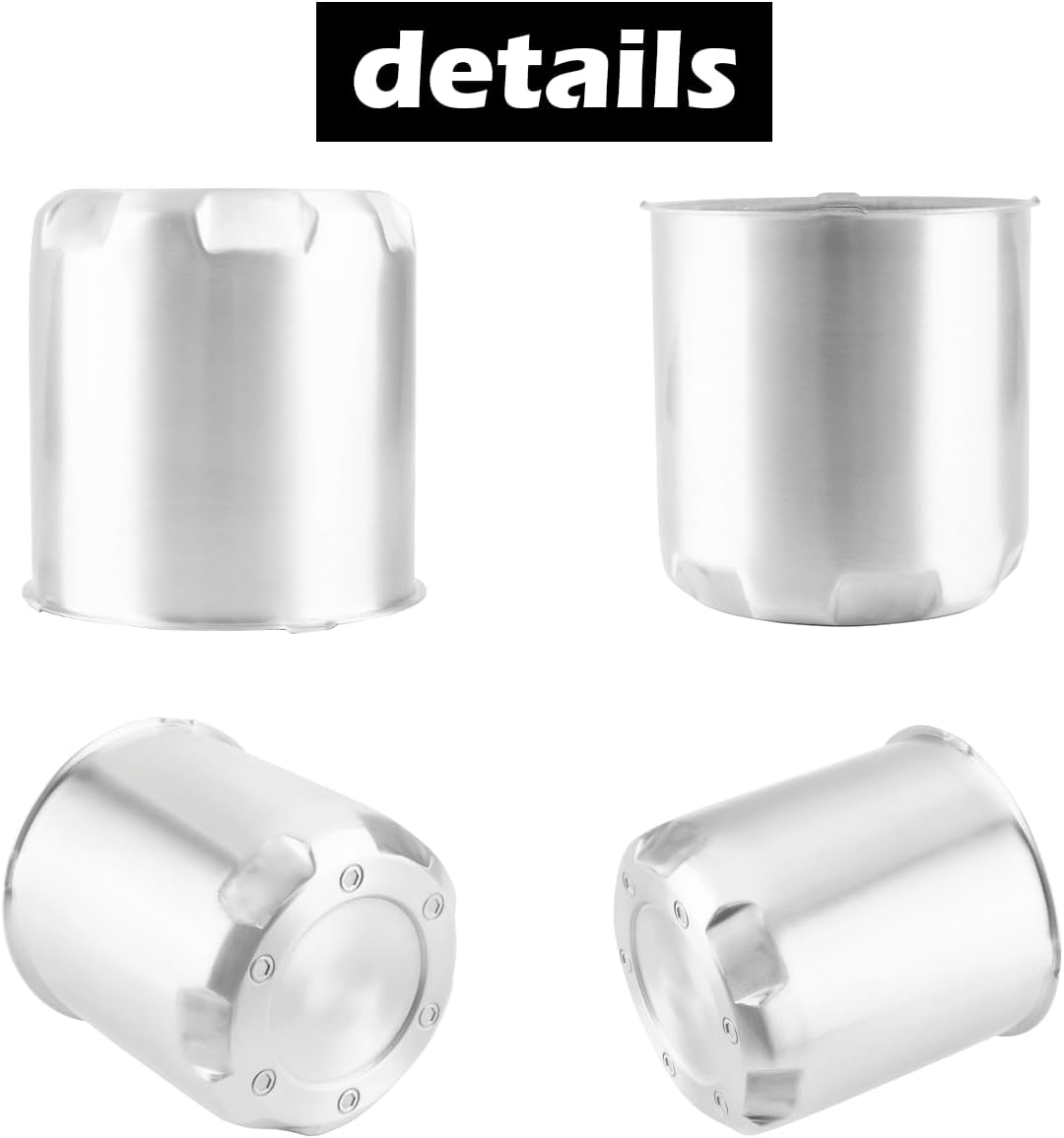 4 tapas centrales de aluminio cepillado de 5.15 pulgadas para rueda de remolque, diámetro de 5.15 pulgadas, tapa de cubo de 5.31 pulgadas de alto