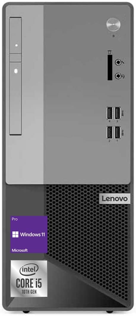 Lenovo V50t Gen 2 Business Tower – Escritorio con Intel Core i5-10400, 16 GB RAM DDR4, SSD PCIe M.2 de 512 GB, sin Wi-Fi, DVD-RW, puerto de