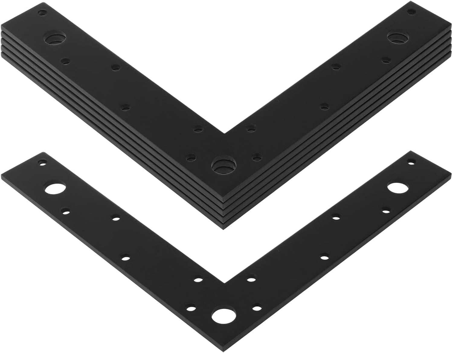 6 soportes de esquina plana, 1-18 x 7-18 x 7-18 pulgadas, placas de reparación de soporte de fijación plana en forma de L, grosor de 0.098 pulgadas