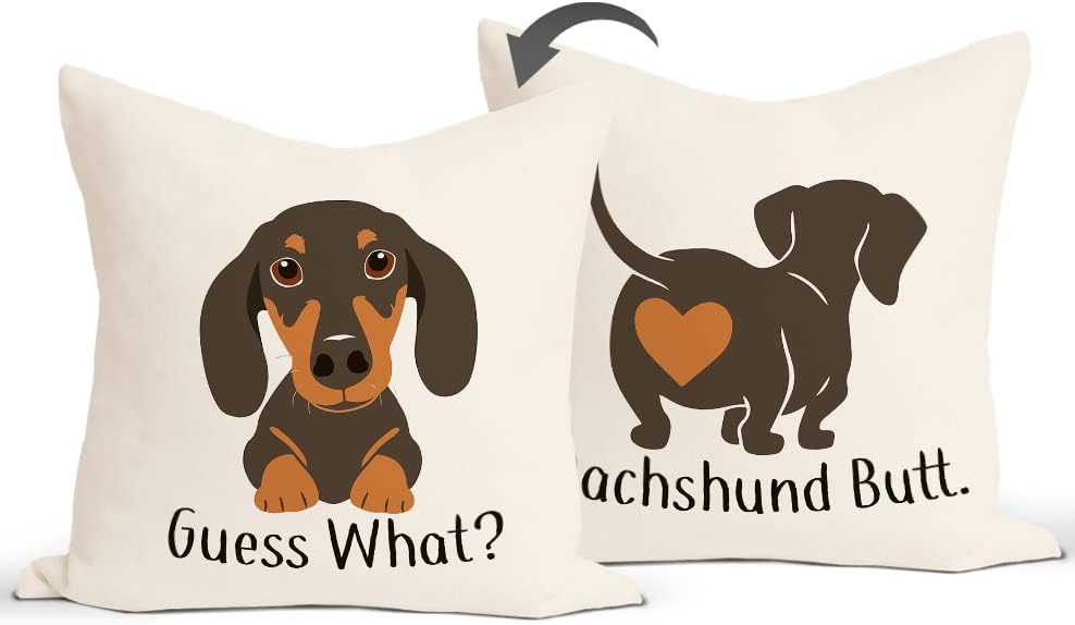 Fundas de almohada reversibles de perro salchicha  Regalos de perro salchicha para mujeres, regalos de perro Wiener, almohadas decorativas para