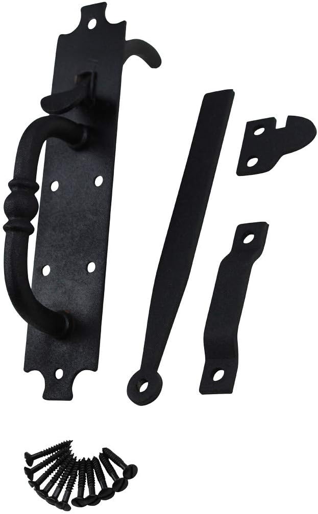 Renovators Supply – Pestillo de puerta Norfolk de hierro fundido negro, resistente y decorativo, ideal para puertas y puertas, pestillo de puerta