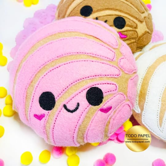 Kawaii Handmade Conchas mini Plushies, Pretend Play Food Mexican pan dulce Choose from Strawberry, Chocolate, Vanilla. Felt Eco friendly play