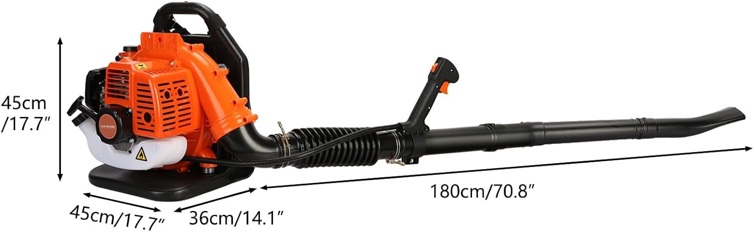 Soplador de hojas de mochila, soplador de hojas inalámbrico a gas de 52 cc, soplador de nieve motor de 2 tiempos, tanque de combustible de 1.2 L,