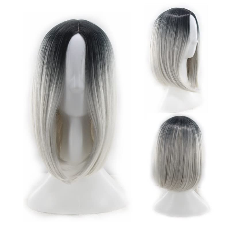 GUSYBG Peluca de fiesta degradado de pelo corto y lacio con reflejos femeninos rubios con encaje frontal, peluca rubia afro amor, pelucas trenzadas