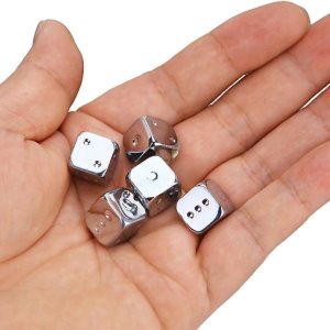 Juego de dados poliédricos de aleación de zinc para juego de mesa, aprendizaje de matemáticas, 5 piezas de 6 caras de 0.512 in (plateado) Juego de dados poliédricos de aleación de zinc para juego de mesa, aprendizaje de matemáticas, 5 piezas de 6 caras de 0.512 in (plateado)