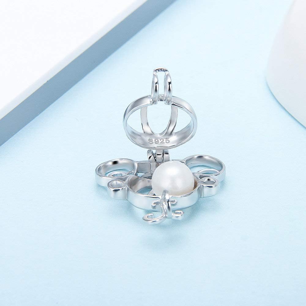 Colgantes de jaula de carro para fabricación de joyas de perlas de plata esterlina, diseño de jaula de perlas colgantes para regalo adorable, Metal