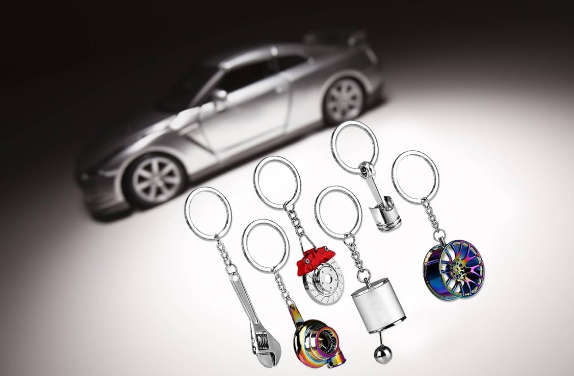 ZORZA 6 piezas de automóvil Cool Llaveros de metal Llavero de coche Mini Llavero de hombre Turbo Llavero 6 Estilos Auto Part Modelo Metal Llavero