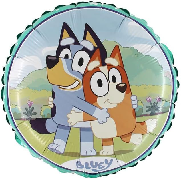 Toyland Paquete de globos de aluminio Bluey para cumpleaños, 1 personaje redondo, 1 forma grande de Bluey y 2 globos de cumpleaños de animales,
